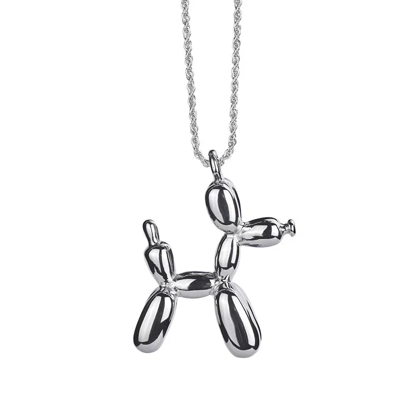 Charming Gold/Sliver Ballon Dog Necklace- Adorable Clavicle Chain for Ladies and Girls