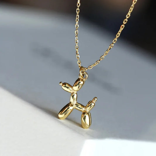 Charming Gold/Sliver Ballon Dog Necklace- Adorable Clavicle Chain for Ladies and Girls