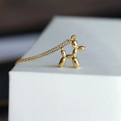 Charming Gold/Sliver Ballon Dog Necklace- Adorable Clavicle Chain for Ladies and Girls