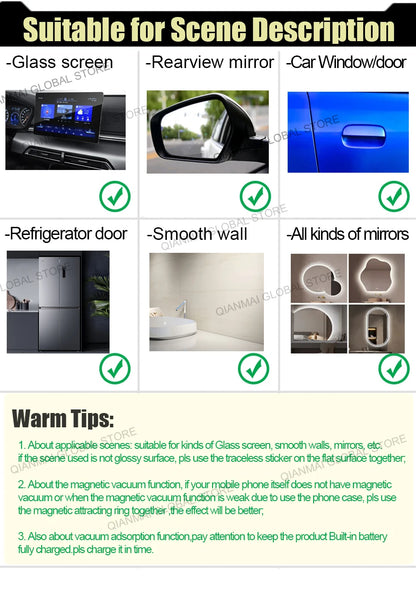 CZ07 Magnetic Vacuum Car Phone Holder – Secure Mount for iPhone, Samsung & Xiaomi