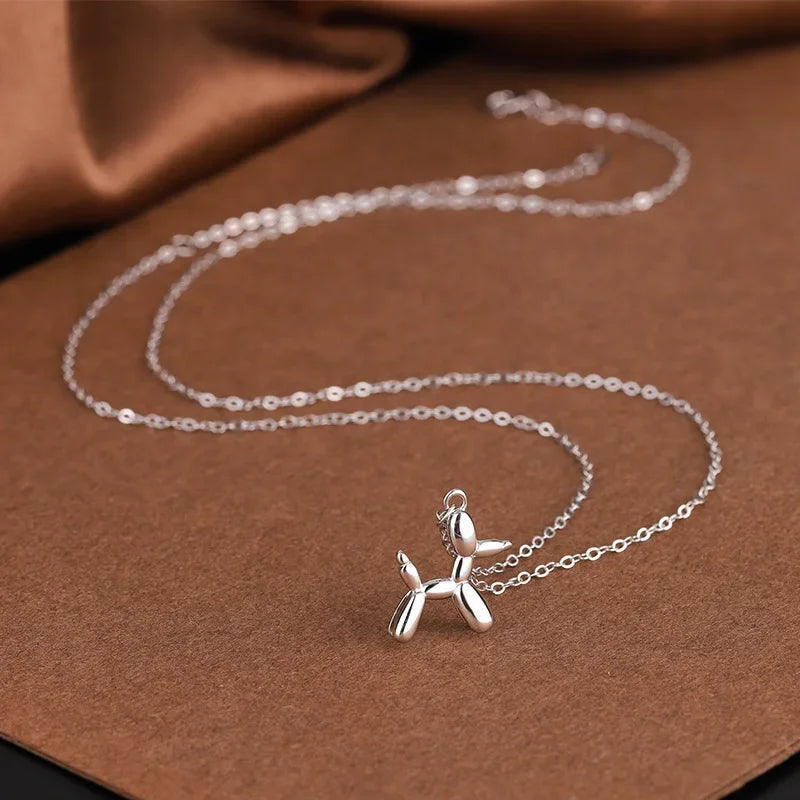 Charming Gold/Sliver Ballon Dog Necklace- Adorable Clavicle Chain for Ladies and Girls