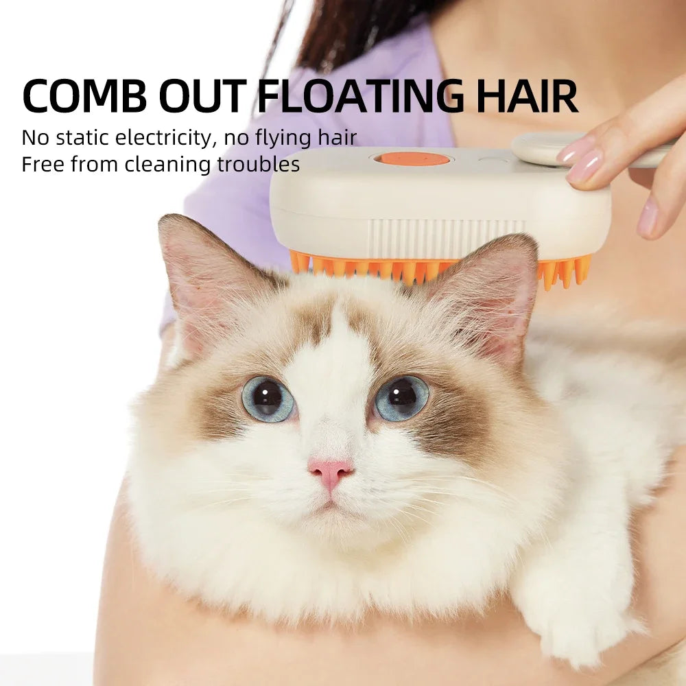 Electric Pet Spray Grooming Brush - One-Touch Hair Removal & Massage Comb for Cats and Dogs