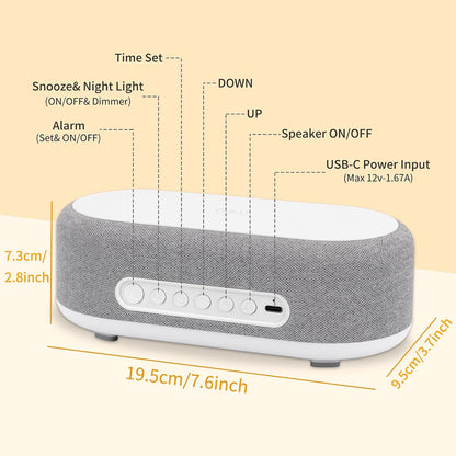 4In1 Alarm Clock with Wireless Charging Wireless Speaker Night Light & Temperature Display – Customized Sleep-Wake Routine Alarm Clock for Heavy Sleepers (Gray)
