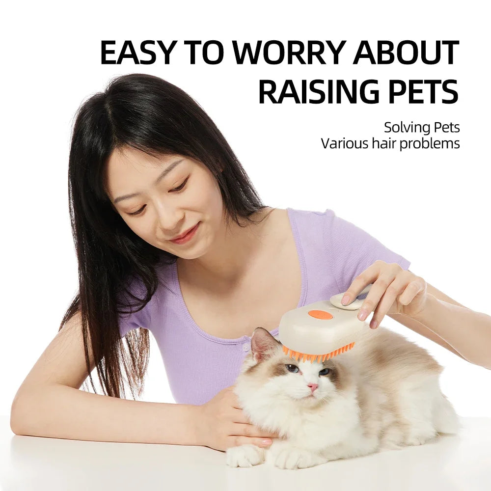 Electric Pet Spray Grooming Brush - One-Touch Hair Removal & Massage Comb for Cats and Dogs